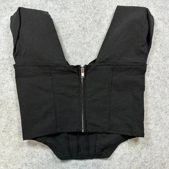 DIVIDED by H&M Women's XXS Black Cropped Corset Style Bustier Sleeveless Top Y2K - Picture 5 of 9